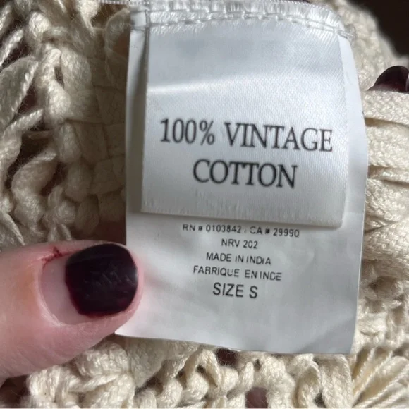 Winter Kate Gypsy Rose Natural Macrame Crochet Boho Fringe Vest — Small - Picture 10 of 12